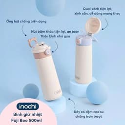 Bình giữ nhiệt Fuji Boo 500ml Inochi  – Inox 316, Giữ nhiệt trên 6h, thiết kế dễ thương 1