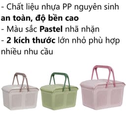 Làn Nhựa Việt Nhật 2606, Giỏ Đựng Đồ Sơ Sinh Có Nắp Mở, Dùng Đi Sinh Tiện Lợi, Thoáng Khí - TDH 2