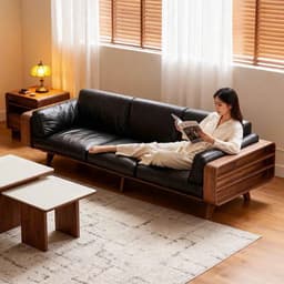 Ghế sofa gỗ tự nhiên đệm nỉ, da VUADECOR VS121 5
