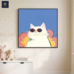 Tranh Treo Tường Hoạt Họa Hình bé mèo  Đáng Yêu , tranh canvas, trang trí phòng ngủ 7
