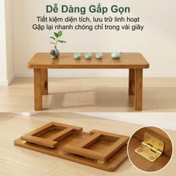 LACCOHUG Bàn Bệt Kiểu Nhật Ngồi Bệt Ván Dày Gấp Gọn TreTự Nhiên Nhập Khẩu Nguyên Chiếc 3