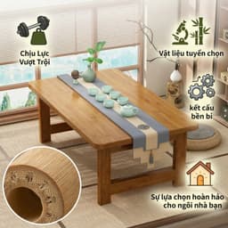 LACCOHUG Bàn Bệt Kiểu Nhật Ngồi Bệt Ván Dày Gấp Gọn TreTự Nhiên Nhập Khẩu Nguyên Chiếc 7