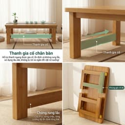 LACCOHUG Bàn Bệt Kiểu Nhật Ngồi Bệt Ván Dày Gấp Gọn TreTự Nhiên Nhập Khẩu Nguyên Chiếc 8