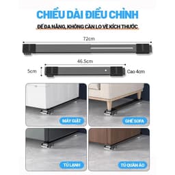 Thanh Trượt Đa Năng Di Chuyển Đồ Nặng Tải Trọng 500Lbs(250kg), Giá Đỡ Tủ lạnh Có Bánh Xe Có Thể Điều Chỉnh Kích Thước 2