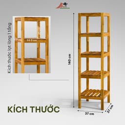 Kệ Góc Tường Gỗ Tràm 4&5 Tầng - Kệ Đa Năng Decor Phòng Khách Nhà Tắm, Để Cây Cảnh, Sách Decor 4