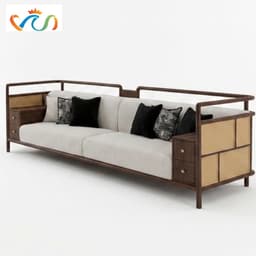 Ghế sofa gỗ tự nhiên phối mây VUADECOR VS123 1