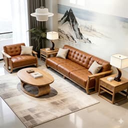 Ghế sofa gỗ tự nhiên đệm nỉ, da VUADECOR VS126 6