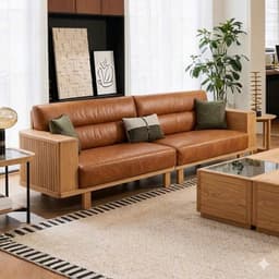 Ghế sofa gỗ tự nhiên đệm nỉ, da VUADECOR VS128 8