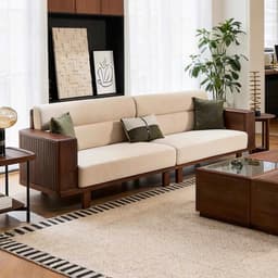 Ghế sofa gỗ tự nhiên đệm nỉ, da VUADECOR VS128 2