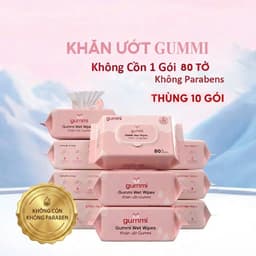 Thùng 10 gói khăn ướt Gummi 80 Tờ không cồn, không parabens cao cấp dành cho em bé chuẩn 2