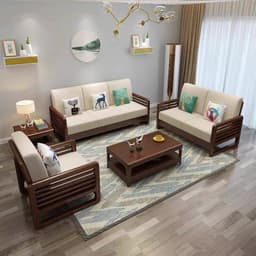 Ghế sofa gỗ tự nhiên đệm nỉ, da VUADECOR VS129 7