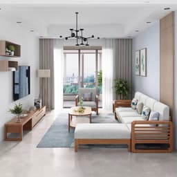 Ghế sofa gỗ tự nhiên đệm nỉ, da VUADECOR VS129 5