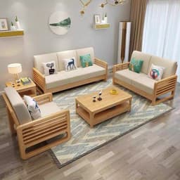 Ghế sofa gỗ tự nhiên đệm nỉ, da VUADECOR VS129 6