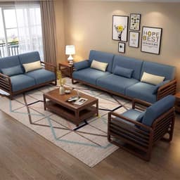 Ghế sofa gỗ tự nhiên đệm nỉ, da VUADECOR VS129 8