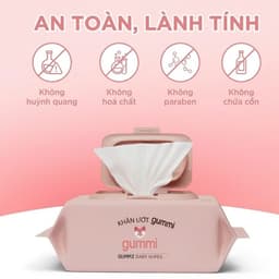 Thùng 10 gói khăn ướt Gummi 80 Tờ không cồn, không parabens cao cấp dành cho em bé chuẩn 5