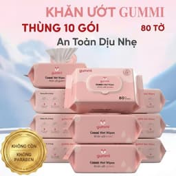 Thùng 10 gói khăn ướt Gummi không cồn, không parabens gói 80 tờ dành cho bé AMIZIN 1