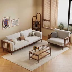 Ghế sofa gỗ tự nhiên đệm nỉ, da VUADECOR VS130 3