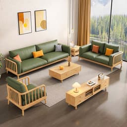 Ghế sofa gỗ tự nhiên đệm nỉ, da VUADECOR VS130 6