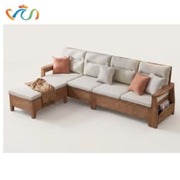 Ghế sofa gỗ tự nhiên đệm nỉ, da VUADECOR VS133 1