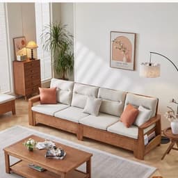 Ghế sofa gỗ tự nhiên đệm nỉ, da VUADECOR VS133 3