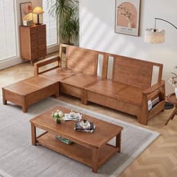 Ghế sofa gỗ tự nhiên đệm nỉ, da VUADECOR VS133 5