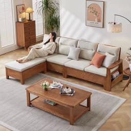 Ghế sofa gỗ tự nhiên đệm nỉ, da VUADECOR VS133 4