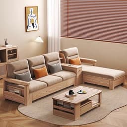Ghế sofa gỗ tự nhiên đệm nỉ, da VUADECOR VS133 9