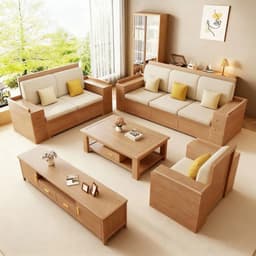 Bộ Ghế sofa gỗ tự nhiên có ngăn để đồ VUADECOR VS134 6