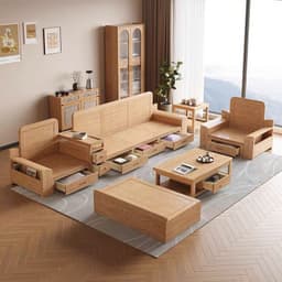 Bộ Ghế sofa gỗ tự nhiên có ngăn để đồ VUADECOR VS135 4