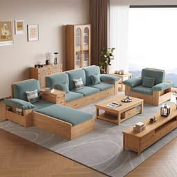Bộ Ghế sofa gỗ tự nhiên có ngăn để đồ VUADECOR VS135 2