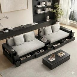 Bộ Ghế sofa gỗ tự nhiên có ngăn kéo VUADECOR VS136 7