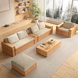 Bộ Ghế sofa gỗ tự nhiên có ngăn kéo VUADECOR VS136 6