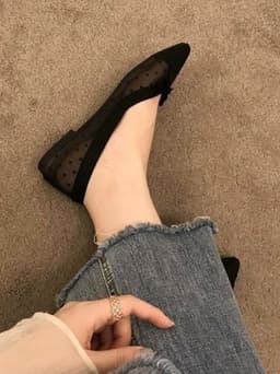 Giày Bệt Nữ Mũi Nhọn Họa Tiết Chấm Bi SETINA Giày Búp Bê Thoáng Khí Đế Mềm Thắt Nơ (Chân bè tăng 1 size) 2188 7
