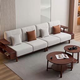 Bộ Ghế sofa gỗ tự nhiên có kệ để đồ VUADECOR VS138 9