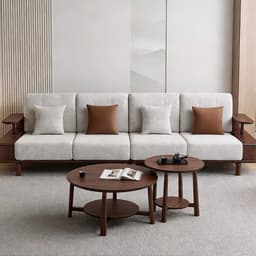 Bộ Ghế sofa gỗ tự nhiên có kệ để đồ VUADECOR VS138 8