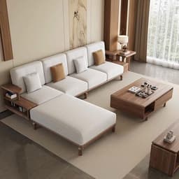 Bộ Ghế sofa gỗ tự nhiên có kệ để đồ VUADECOR VS138 2