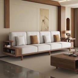 Bộ Ghế sofa gỗ tự nhiên có kệ để đồ VUADECOR VS138 3
