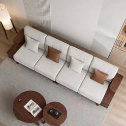 Bộ Ghế sofa gỗ tự nhiên có kệ để đồ VUADECOR VS138 7