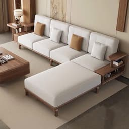 Bộ Ghế sofa gỗ tự nhiên có kệ để đồ VUADECOR VS138 5