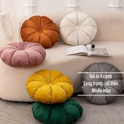 [Hàng sẵn] Gối tựa lưng sofa đệm tròn ngồi bệt hình bí ngô bánh xe sang chảnh, vải nhung cao cấp 1