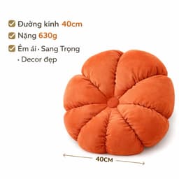 [Hàng sẵn] Gối tựa lưng sofa đệm tròn ngồi bệt hình bí ngô bánh xe sang chảnh, vải nhung cao cấp 2