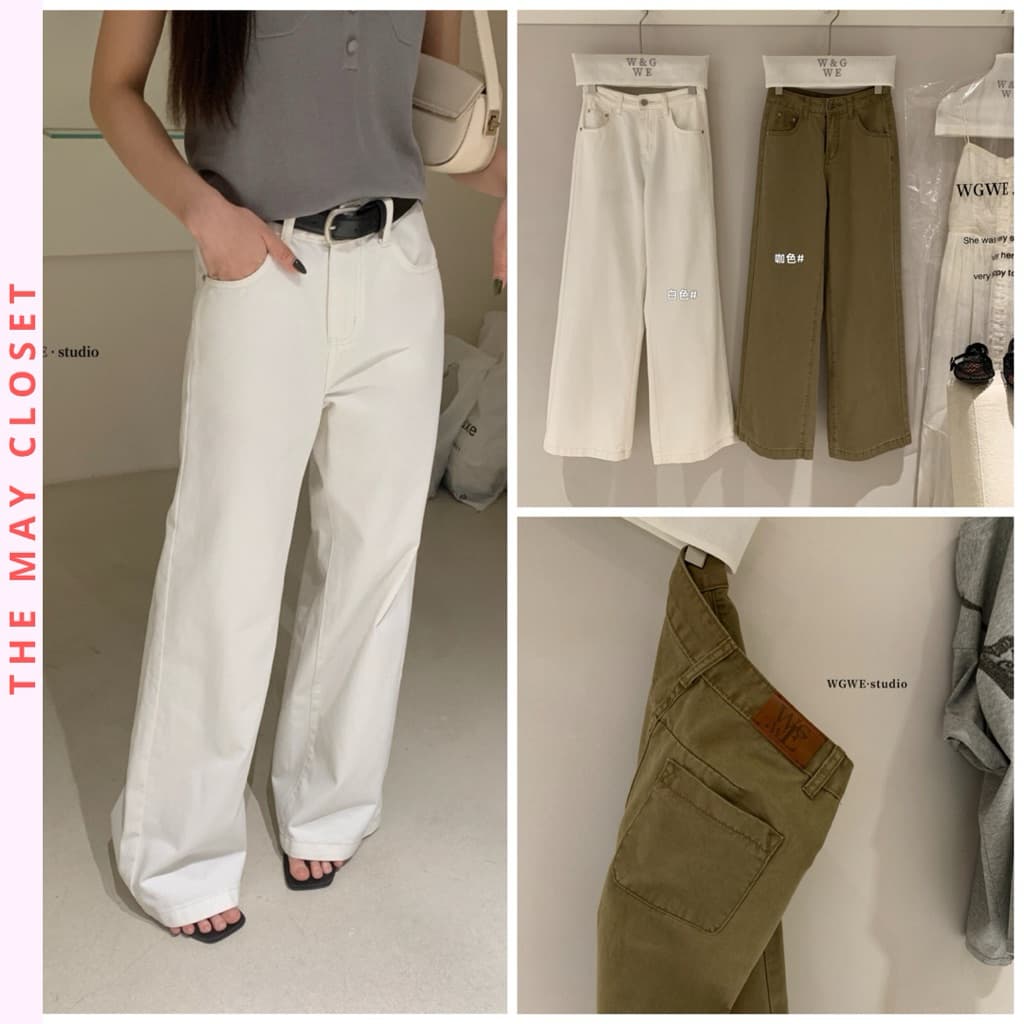 [SẴN] 𝑻𝒉𝒆𝑴𝒂𝒚 x 𝐖𝐆𝐖𝐄/ Quần Kaki Suông Mềm WG.WE 9145, Quần Kaki Nữ Ống Rộng Lưng Cao Dài 102cm
