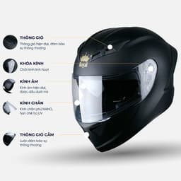 [Full Màu] Mũ Bảo Hiểm Fullface Royal M266 Chính Hãng - Nhựa ABS, 2 Kính, Trùm Đầu, Phong Cách 4
