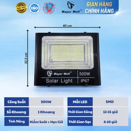 Đèn Pha NLMT 500W Mayor Wolf SMD IP67 Đèn Năng Lượng Mặt Trời Ngoài Trời Siêu Sáng 4