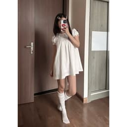 Váy babydoll form rộng cổ bèo sen trắng tinh kèm quần bí xinh xắn VANISA VKQ99 7