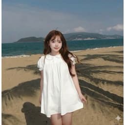 Set váy nữ babydoll kèm quần cổ sen tay phồng form rộng trắng tinh khôi siêu hot BYN BYN VKQ99 2