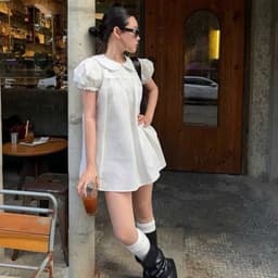 Váy babydoll cổ sen tay phồng kèm quần hot trend VANISA VKQ99 3