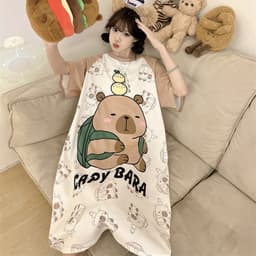 Váy ngủ big size nữ 60-100Kg đầm ngủ mặc nhà in hoạt hình cute dễ thương  TOZZO VS11 1