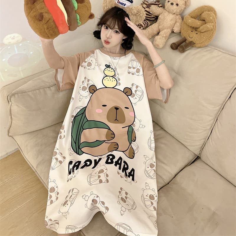 Váy ngủ big size nữ 60-100Kg đầm ngủ mặc nhà in hoạt hình cute dễ thương  TOZZO VS11