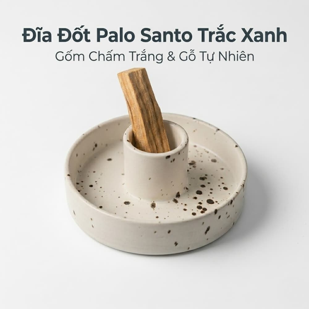 Đế Gốm Đốt Palo Santo – Đế Đốt Gỗ Thánh – Dụng Cụ Xông Thanh Tẩy Không Gian TAROT ĐỒNG TÂM